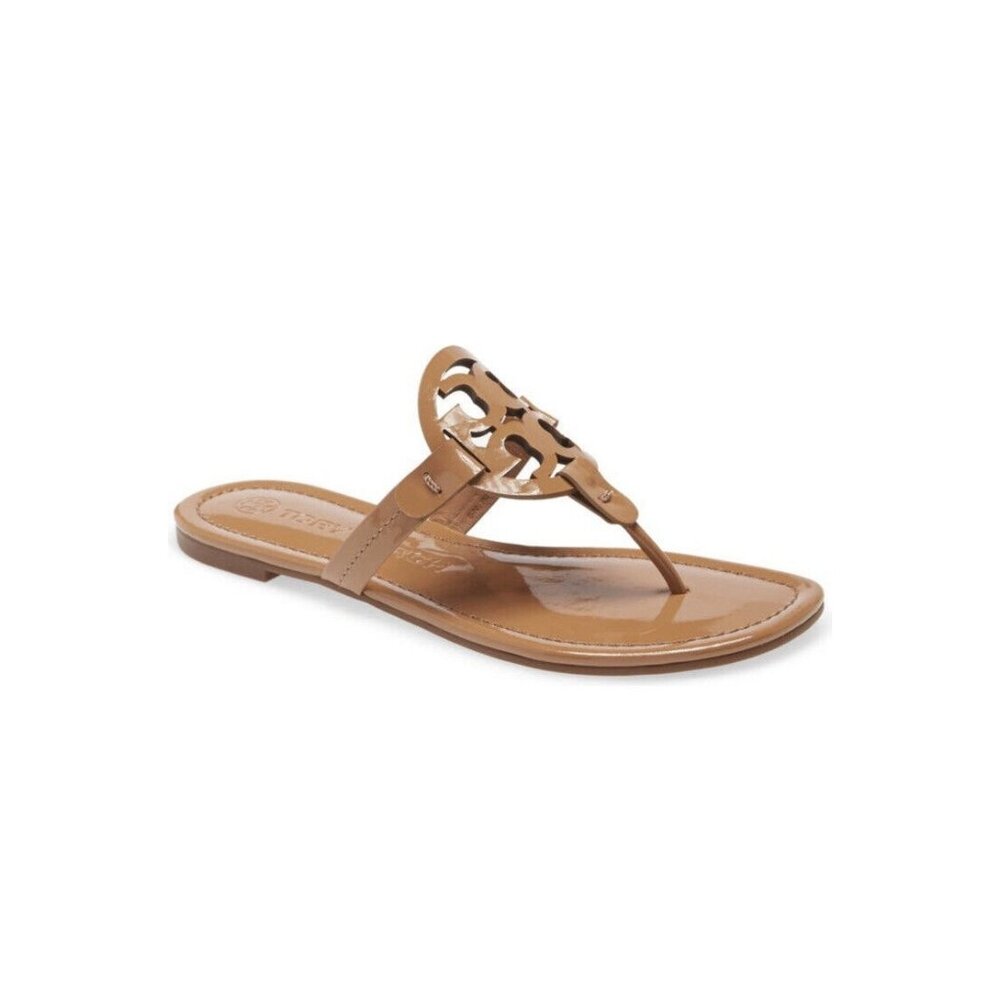 Tory Burch Miller Patent Leather Sandals Women's 5 NWT Tan